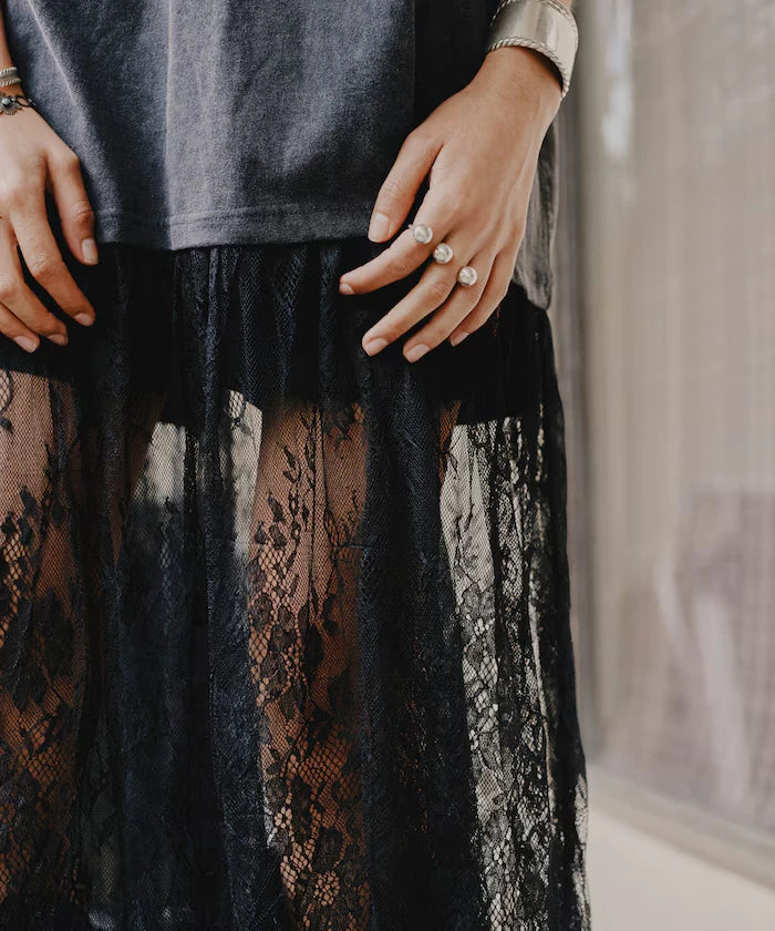 T-shirt lace docking one-piece