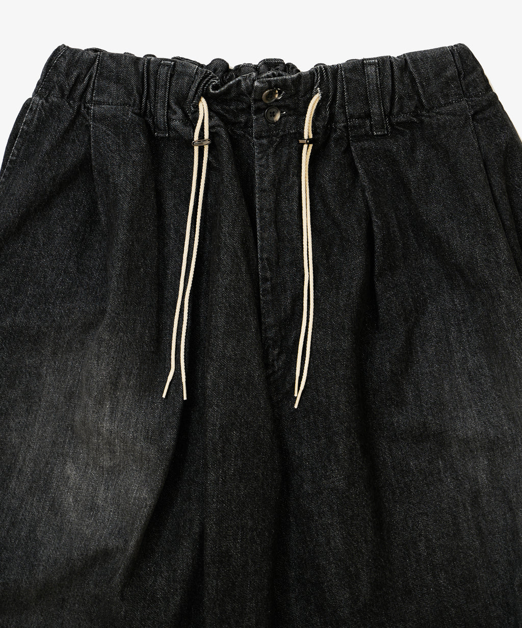 circular short pants black denim damaged