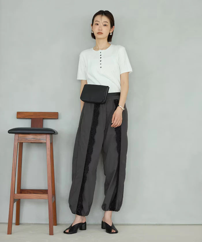 Nylon Lace Easy Wide Pants