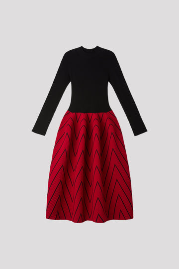 POTTERY HERRINGBONE LONG SLEEVE DRESS