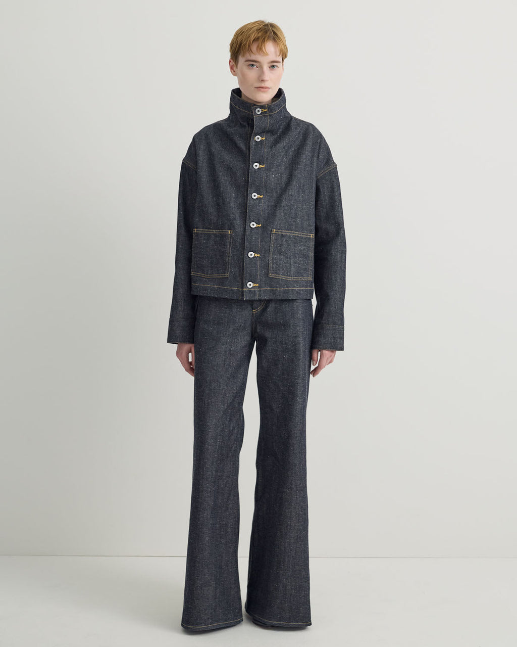 FUNNEL NECK DENIM COVERALL JACKET