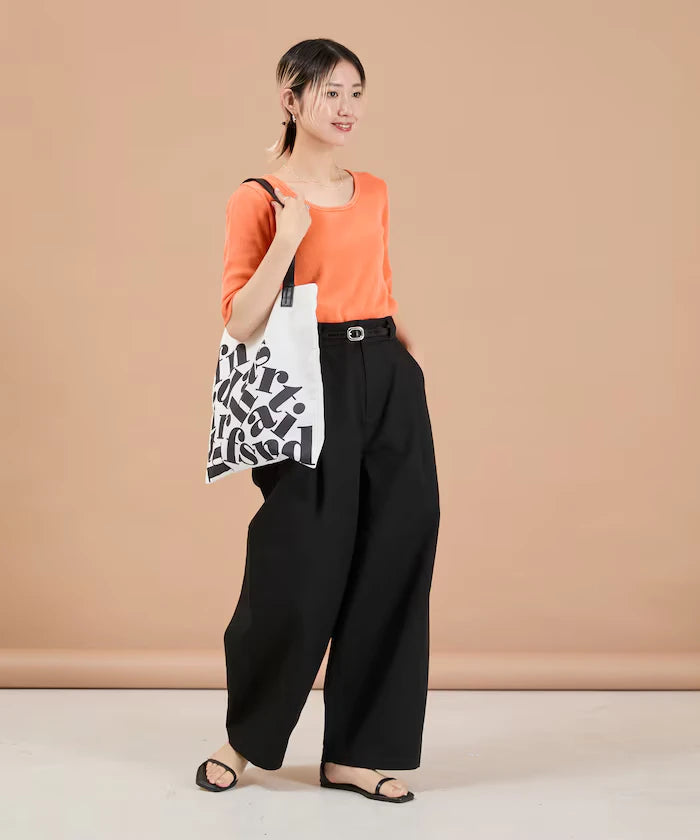 Ribbon Tied 2WAY Waffle 5 Sleeve T-Shirt