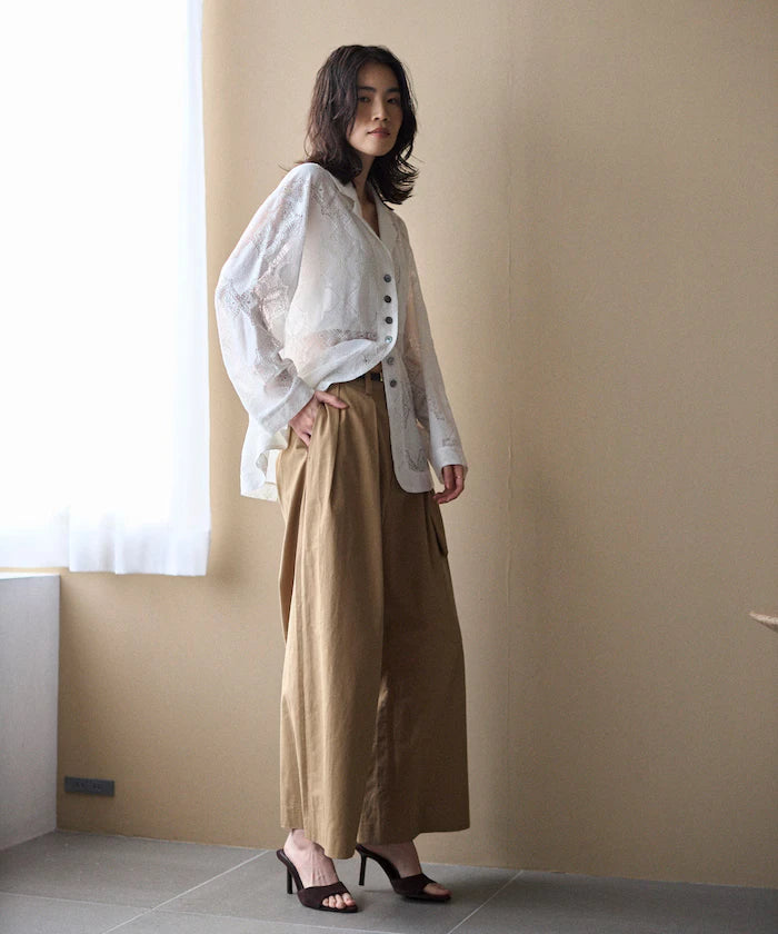 [February 12 12:00 Release] Panel Lace Shirt Jacket / Compatible with Setup