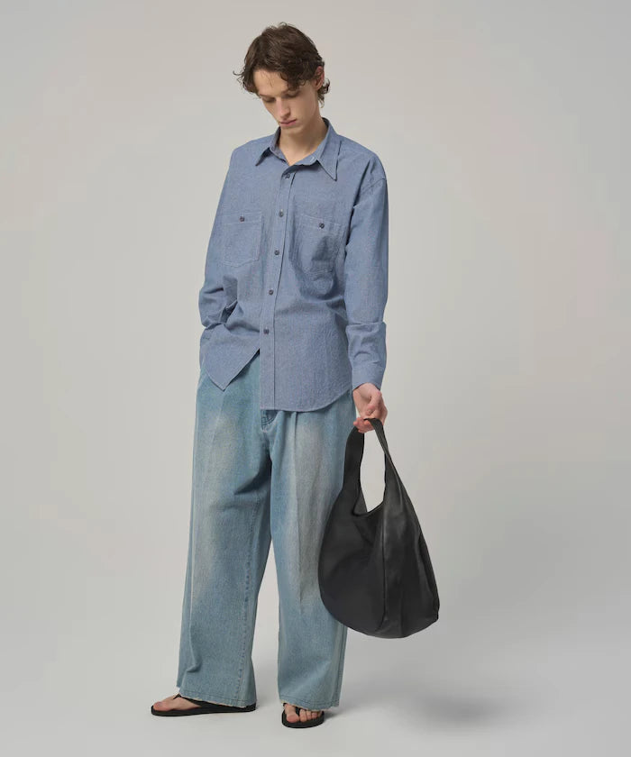 Oversized Classic Regular Collar Chambray Shirt Long Sleeve