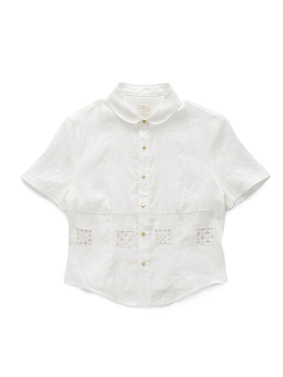 Linen Dronwork Acapella Blouse