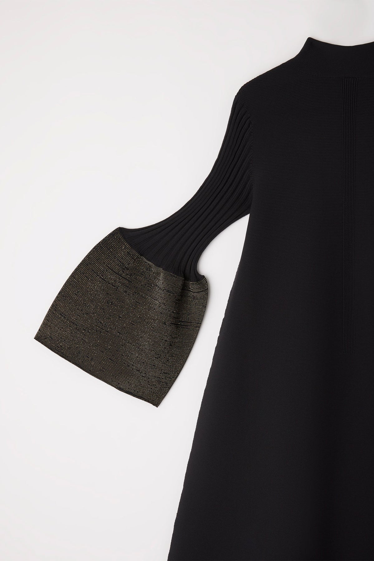 POTTERY GLITTER MOCKNECK LONG BELL SLEEVE FLARE DRESS