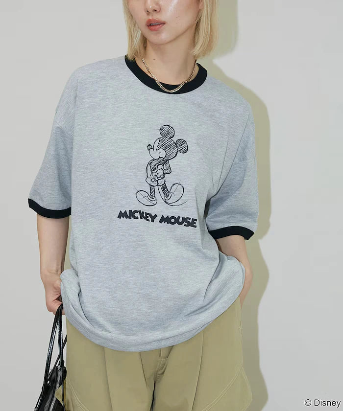 <Functional Material>Mickey Mouse/Sketch Ringer T-Shirt Limited Edition