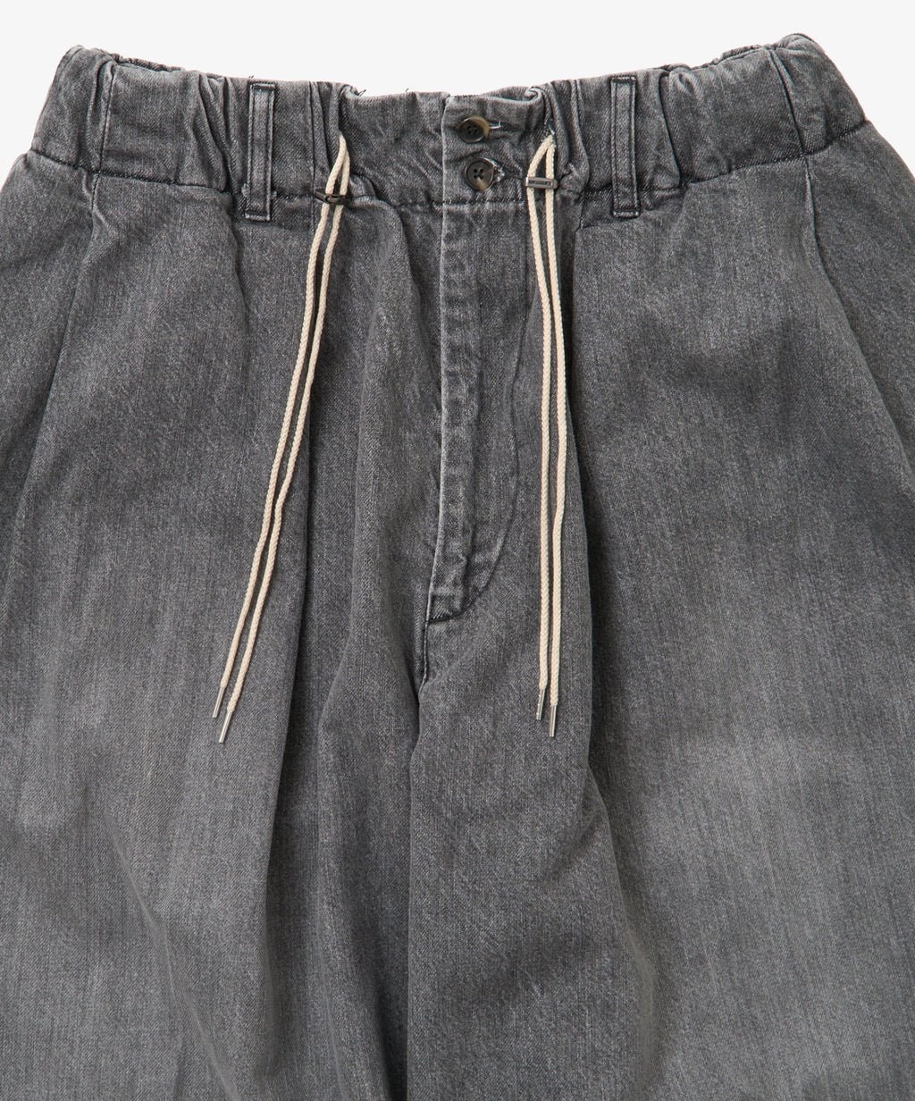 circular short pants black denim bleached