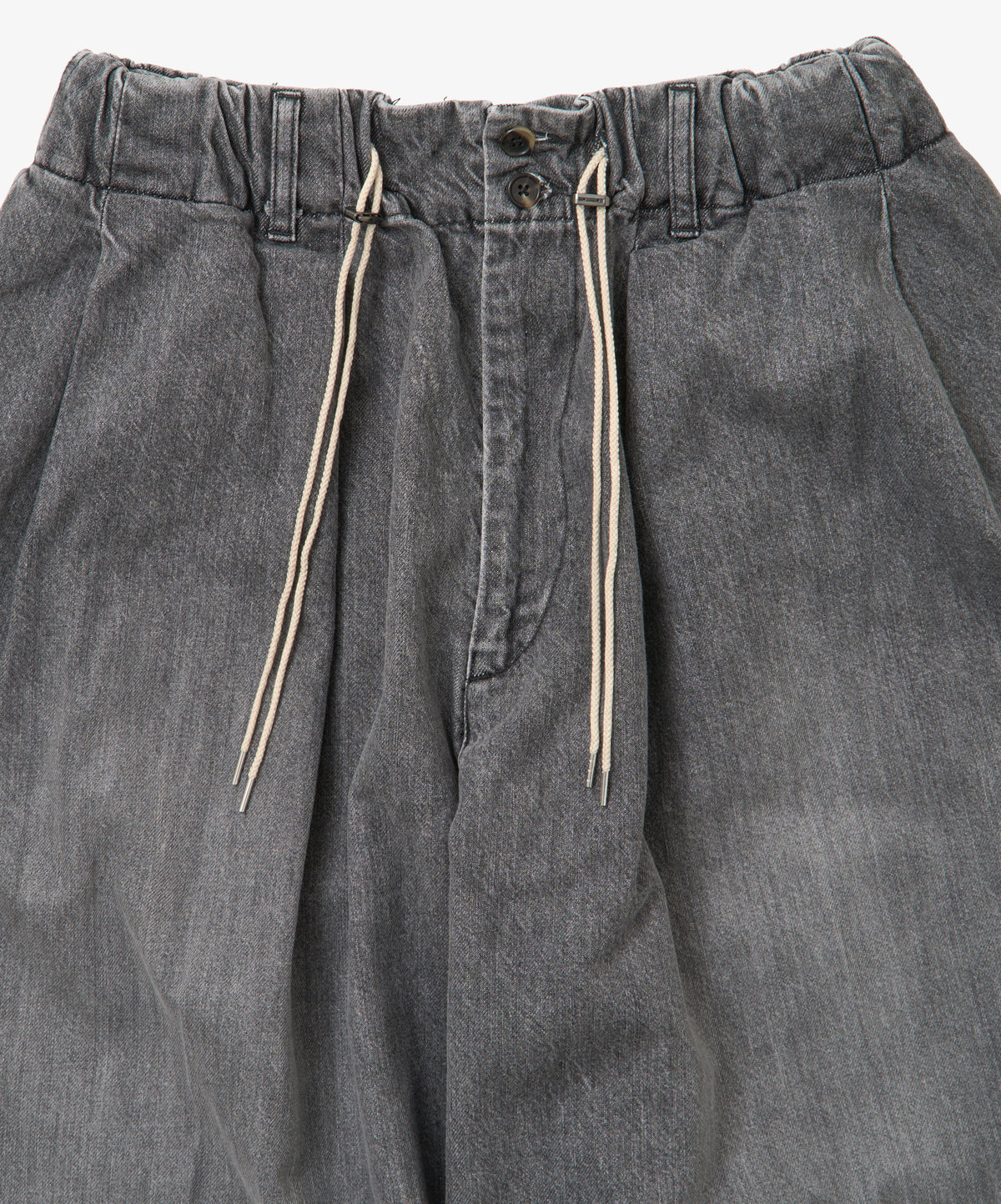 circular short pants black denim bleached