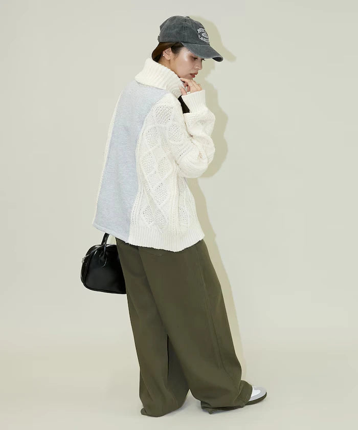 Mixed Material Switch Turtle Neck Knit Limited Edition