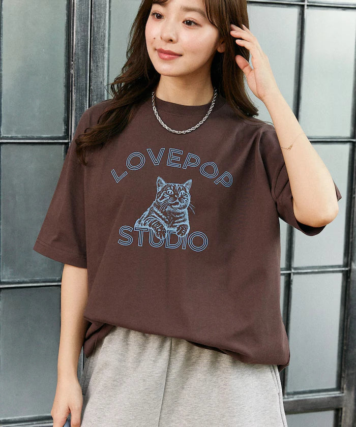 Functional Material Cat Print T-shirt Limited Edition
