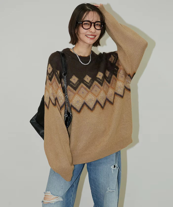 Jacquard Mohair Touch Knit Pullover Limited Edition