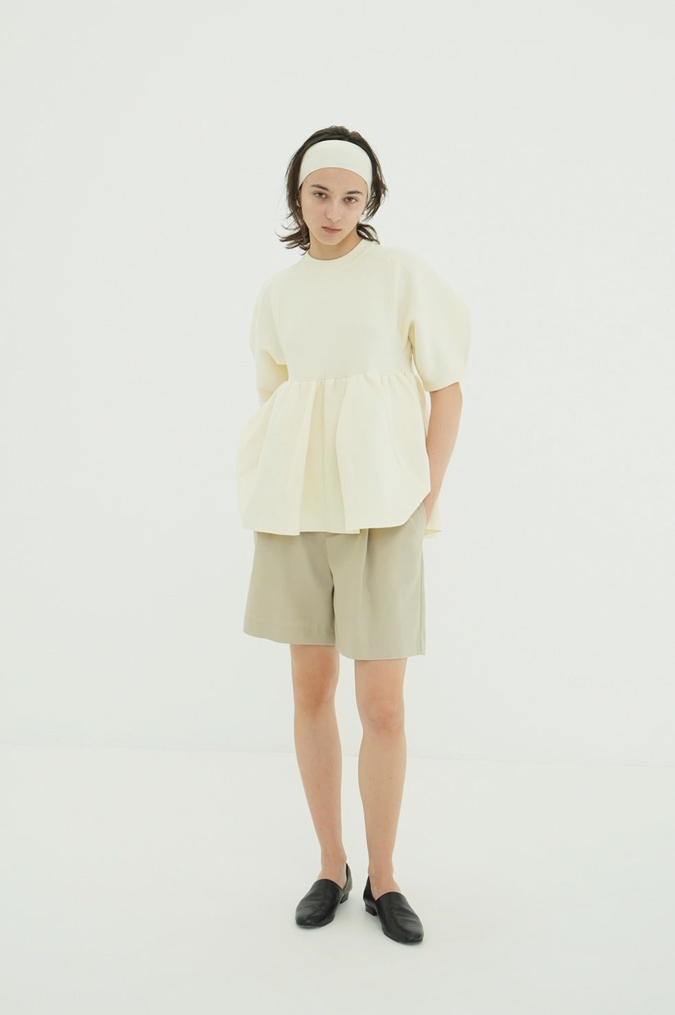 PEPLUM HALF SLEEVE KNIT TOPS