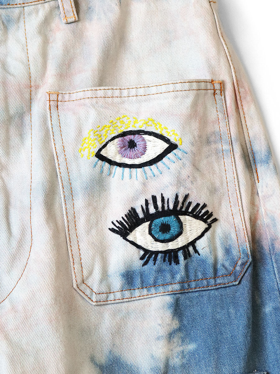 14oz Denim Tie-Dye Baggy Flare Pants (Crazy...)