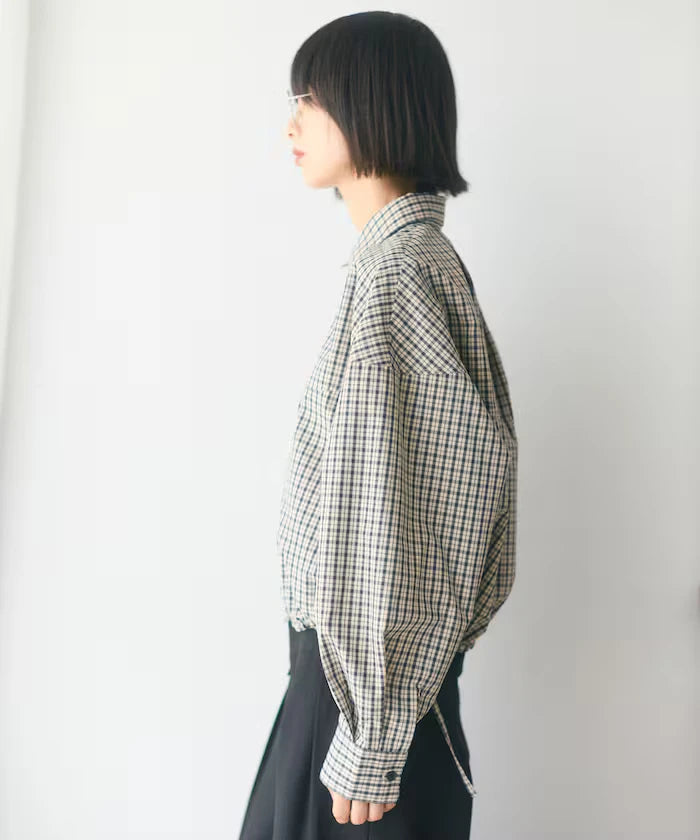 Hem Code Switch Short Length Long Sleeve Shirt