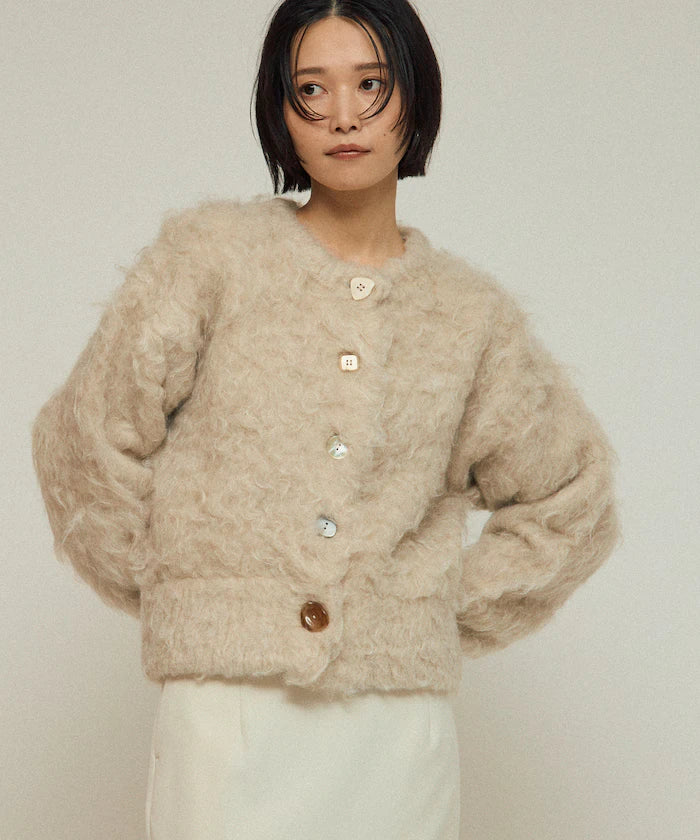 Variation Button Shaggy Knit Cardigan