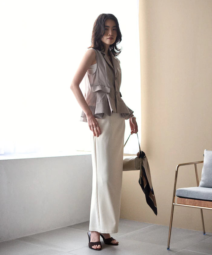 Pinstripe Flare Hem Short Vest