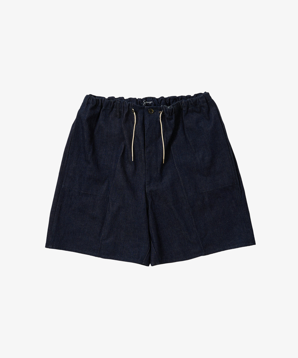 circular fatigue shorts denim one wash