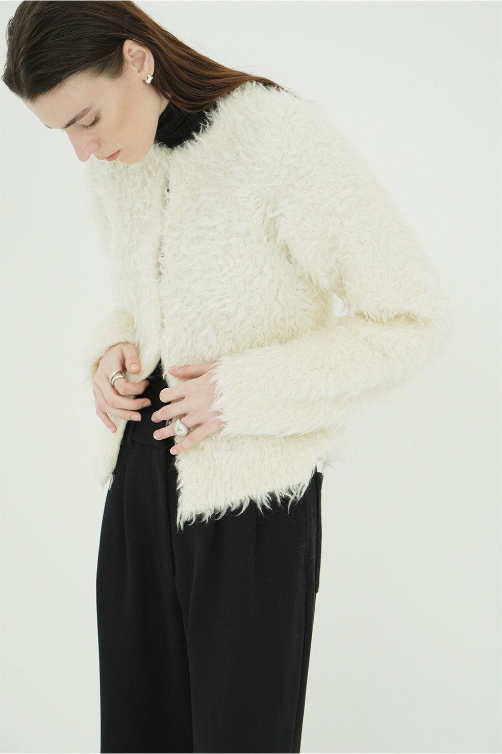 SHAGGY COMPACT KNIT CARDIGAN