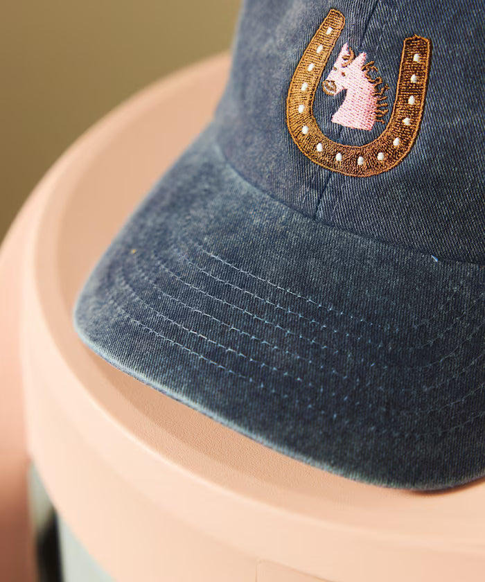 TOYAMEG Kaiun Horse Cap One Point Pigment Embroidery Cap
