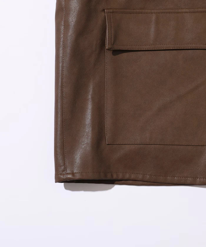 Oversized leatherette blouson / Mixed material switching