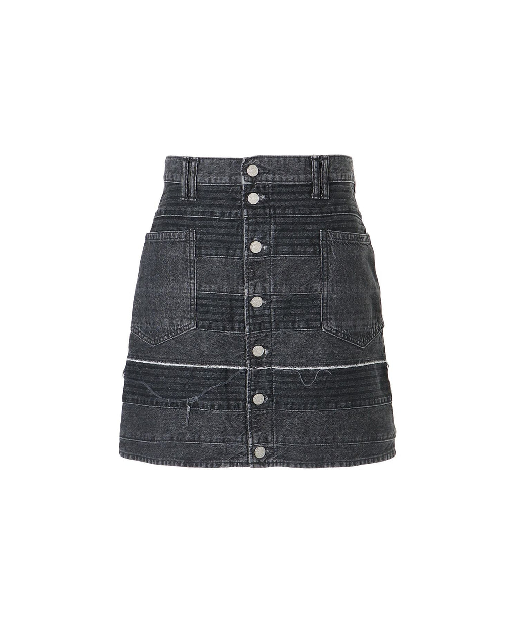 Scratch A-Line Denim Mini Skirt