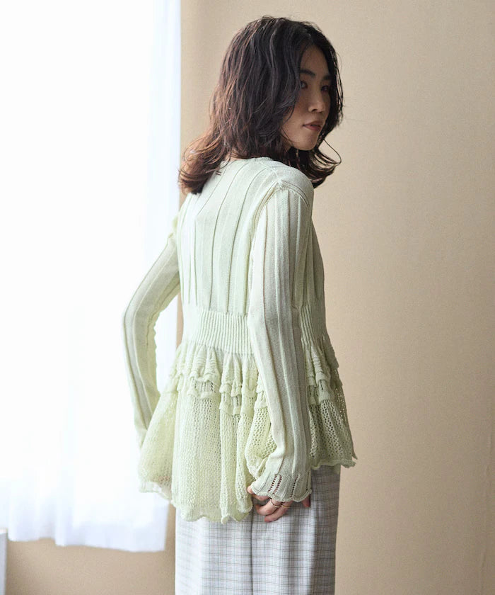 Japan Made Whole Garment Peplum Cardigan