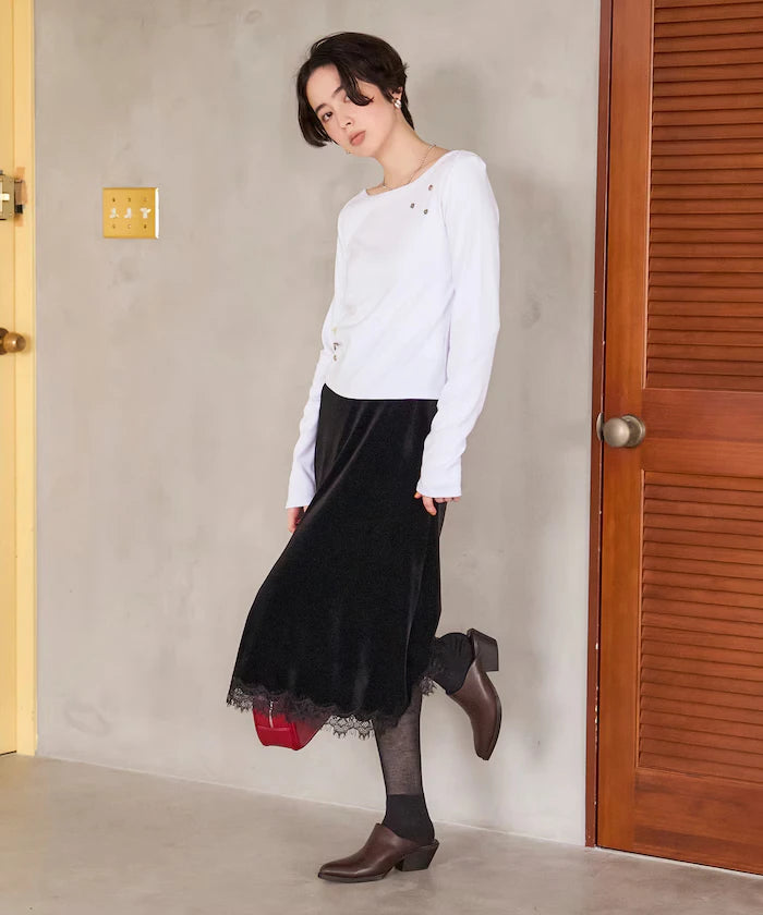 Many Button Cotton Modal Long Sleeve T-Shirt