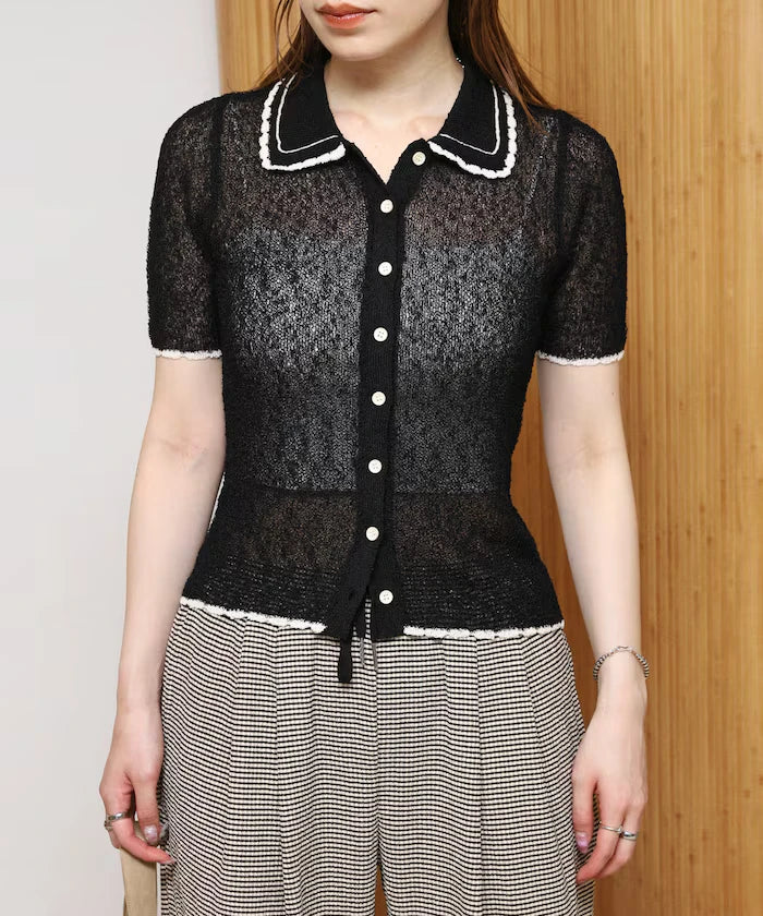 Color Embroidered Polo Collar Cardigan [Limited Edition]
