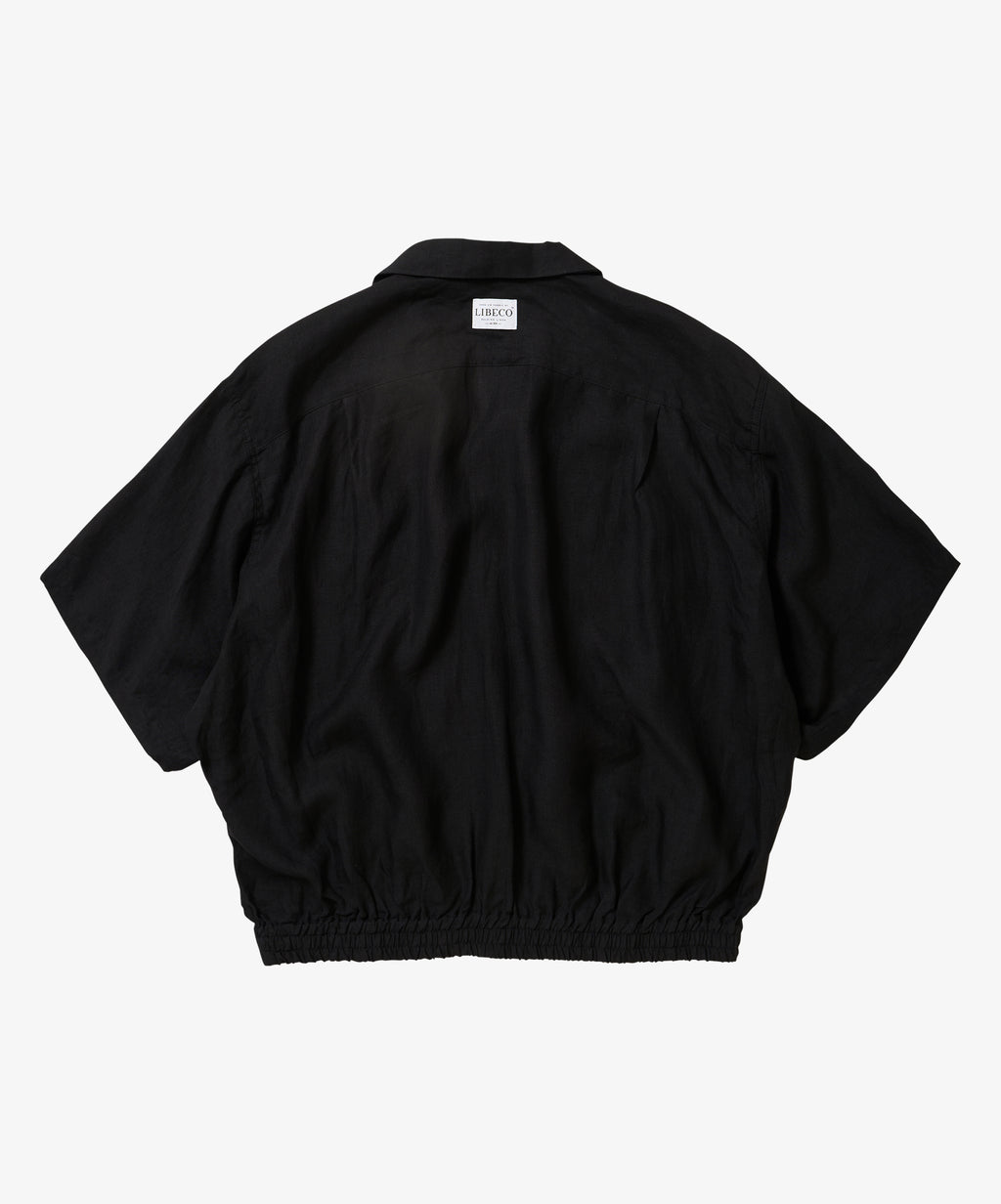 ribbed shirts short sleeve linen black