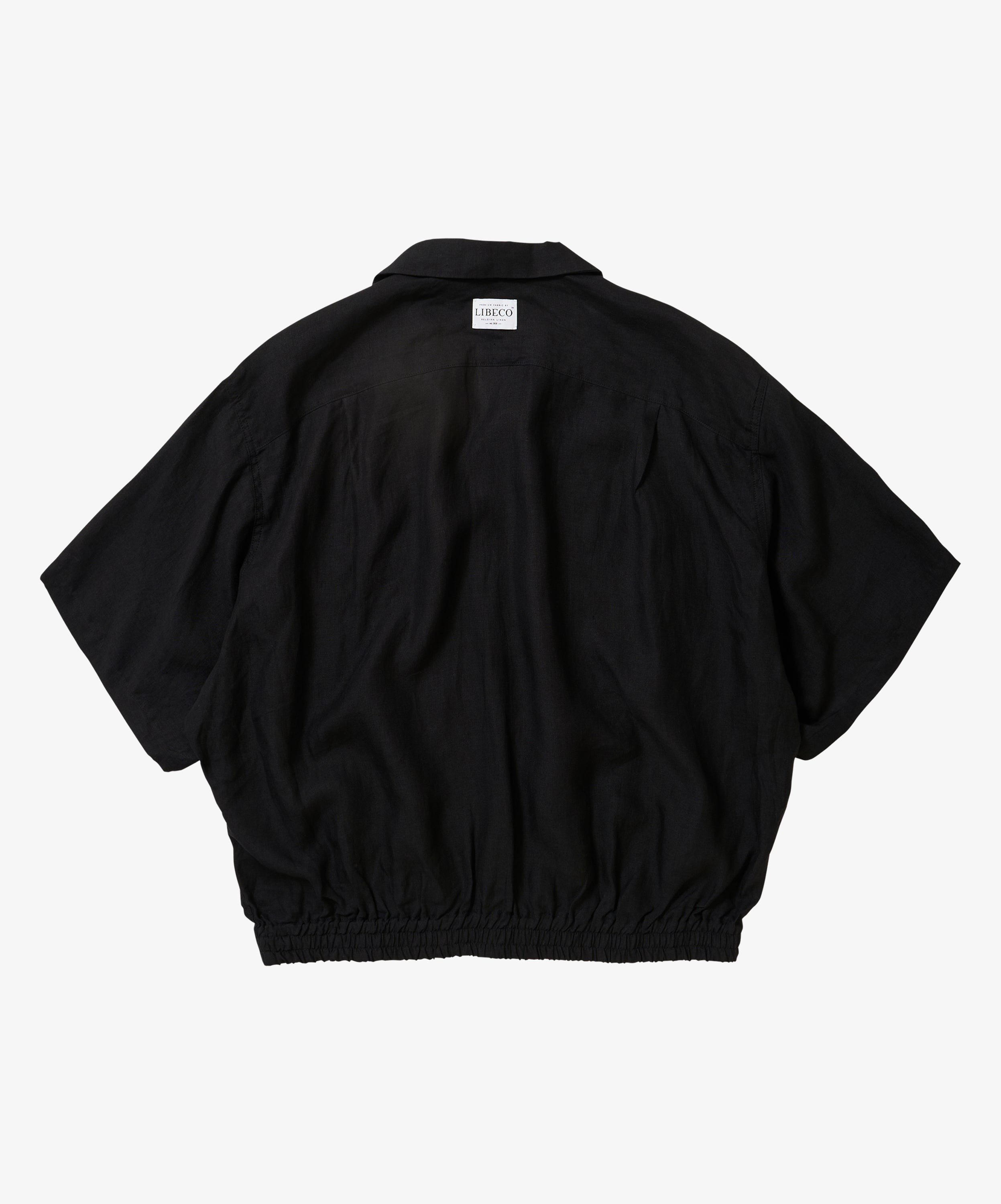ribbed shirts short sleeve linen black