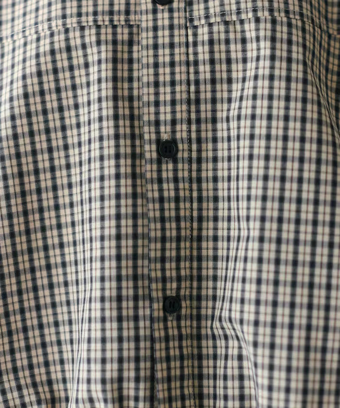 Hem Code Switch Short Length Long Sleeve Shirt