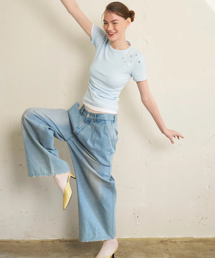 Many Button Cotton Modal Short Sleeve T-Shirt
