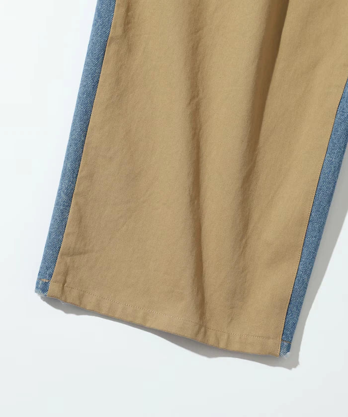 Chino Denim Docking Pants / Wide Straight Pants