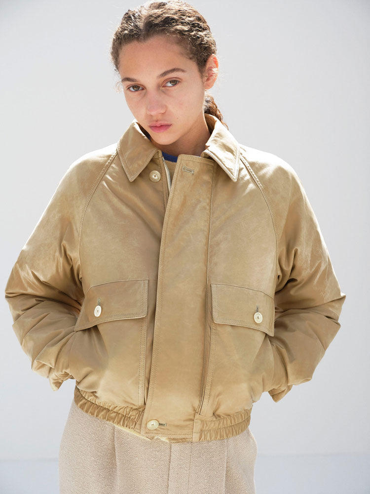 FINE CALF LEATHER DOWN BLOUSON
