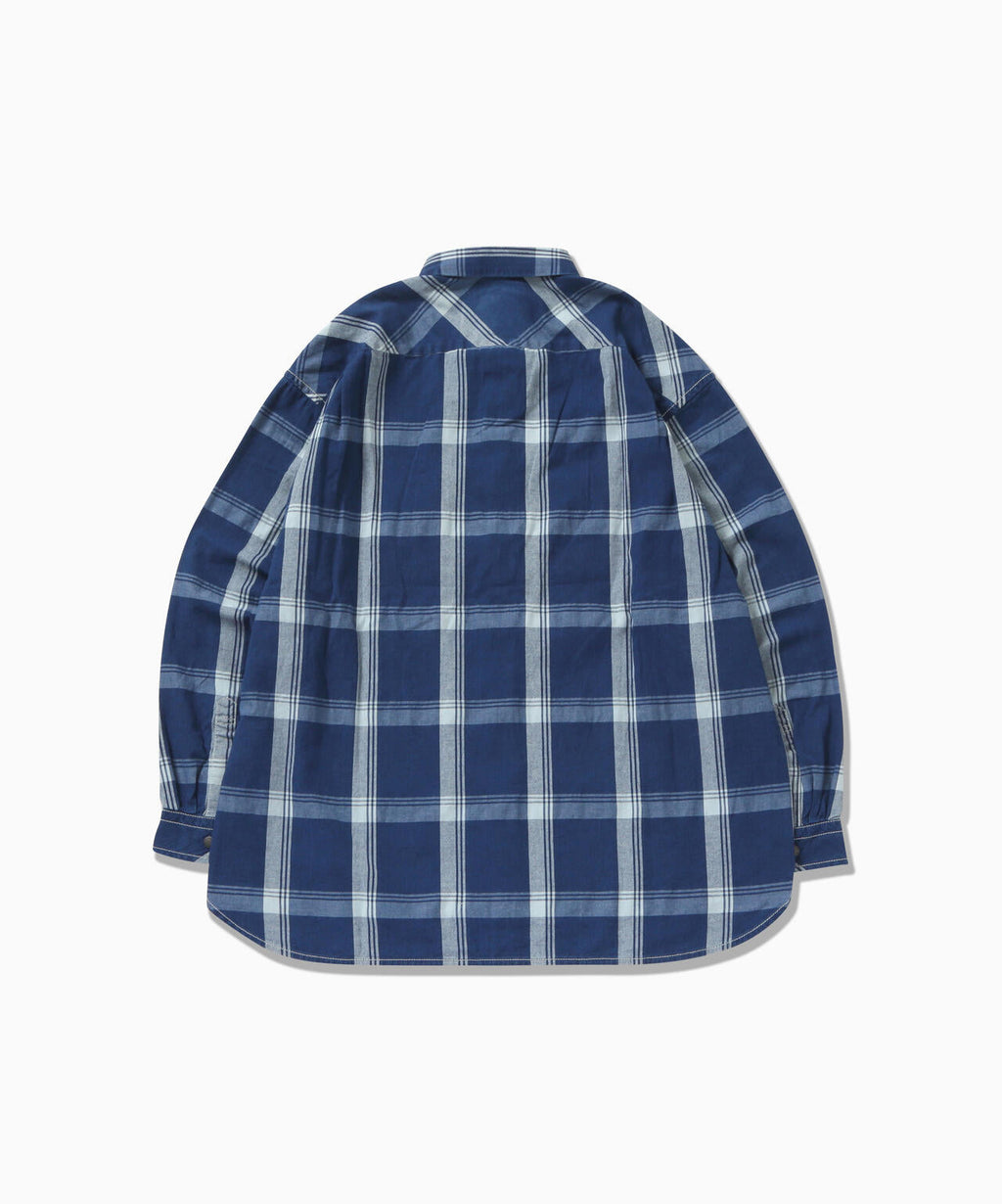 indigo check LS shirt (M)