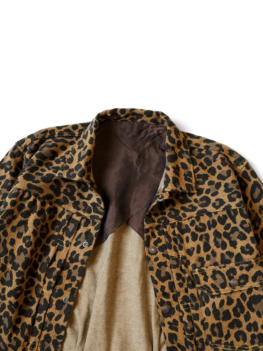 Twill Aging Wool Leopard Pattern 1ST JKT
