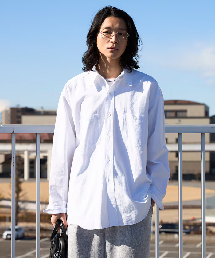Oversized Classic Regular Collar Chambray Shirt Long Sleeve