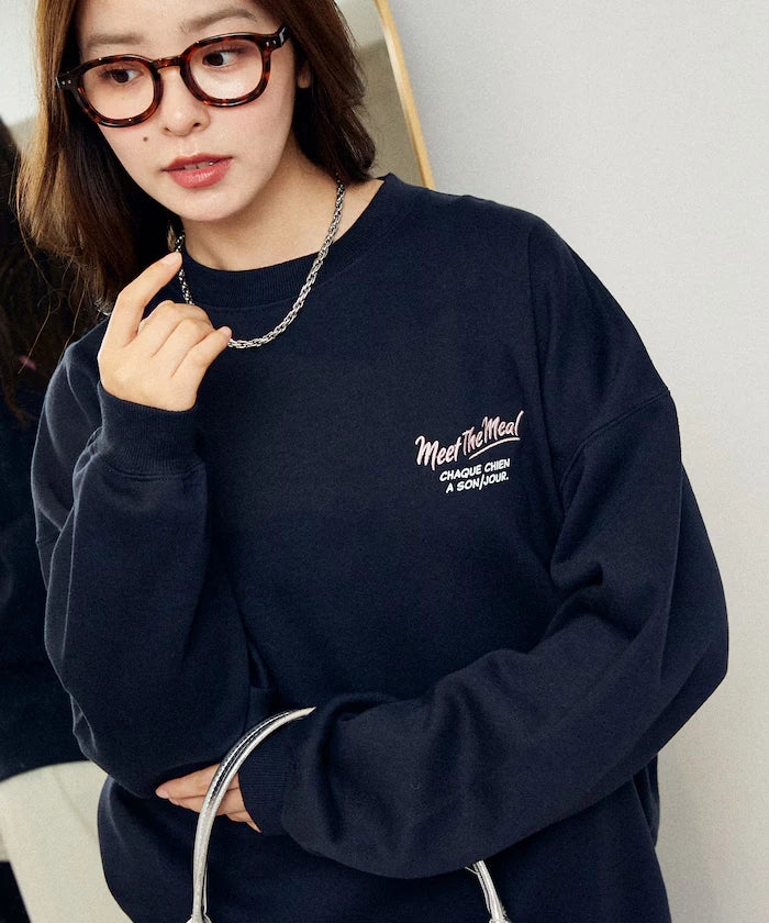 Sagara Embroidery French Bulldog Fleece-Lined Sweatshirt Limited Edition