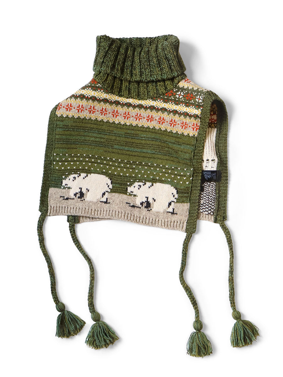 5G Wool Polar Bear High Neck Bib Poncho