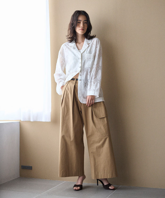 [February 12 12:00 Release] Panel Lace Shirt Jacket / Compatible with Setup