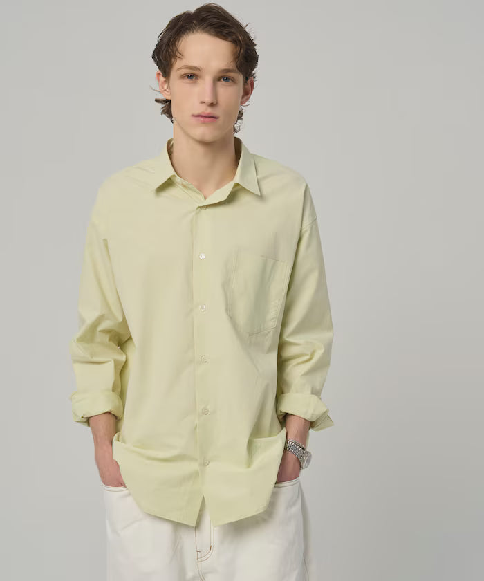 Nuance Color Oversized Regular Collar Long Sleeve Shirt