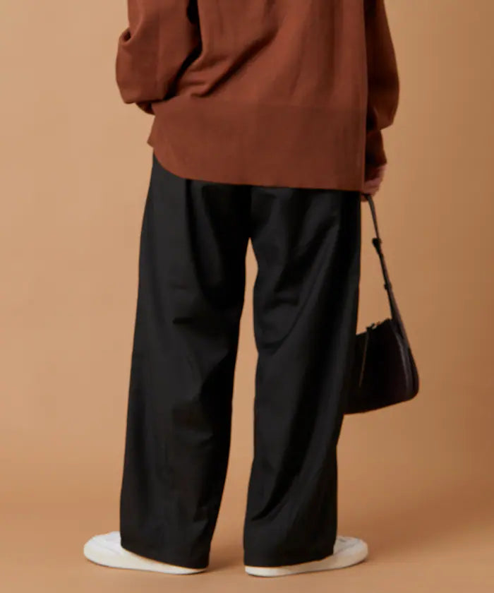Wide Silhouette Barrel Leg Slacks Pants