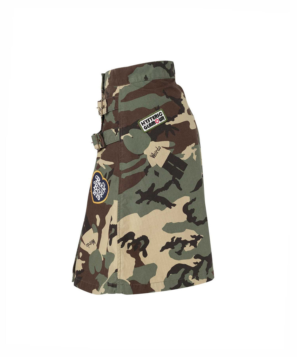 Military Pleated Wrap Skirt