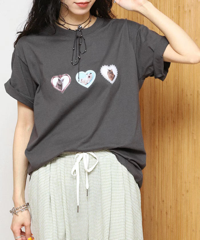Organic Cotton Animal Heart Print T-Shirt