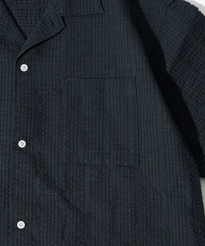Seersucker Spindle Open Collar Short Sleeve Shirt