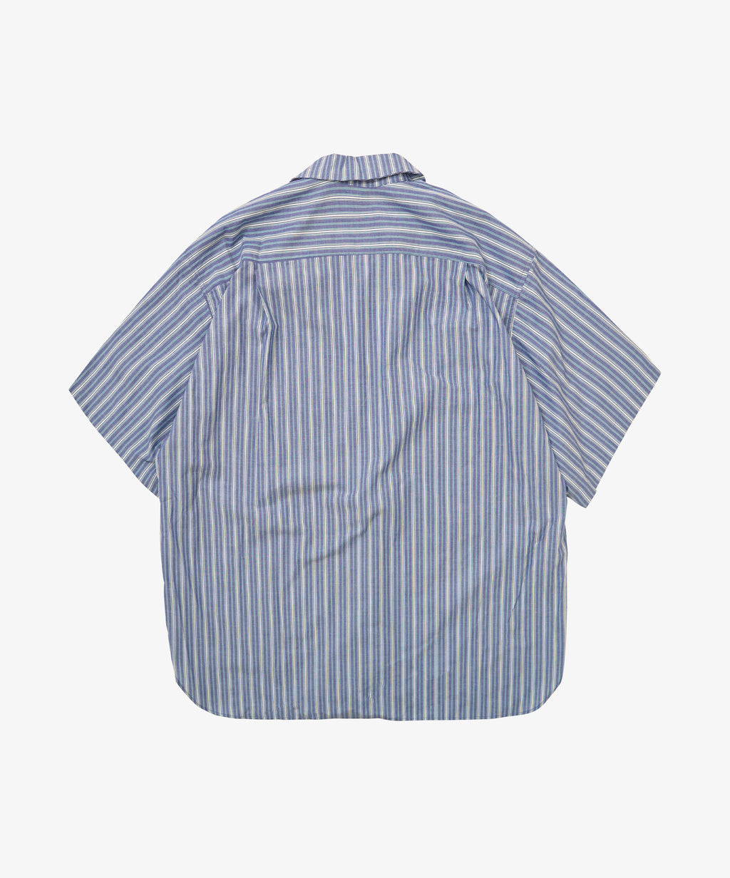 re-engineered overshirt short sleeve dead stock blue stripe