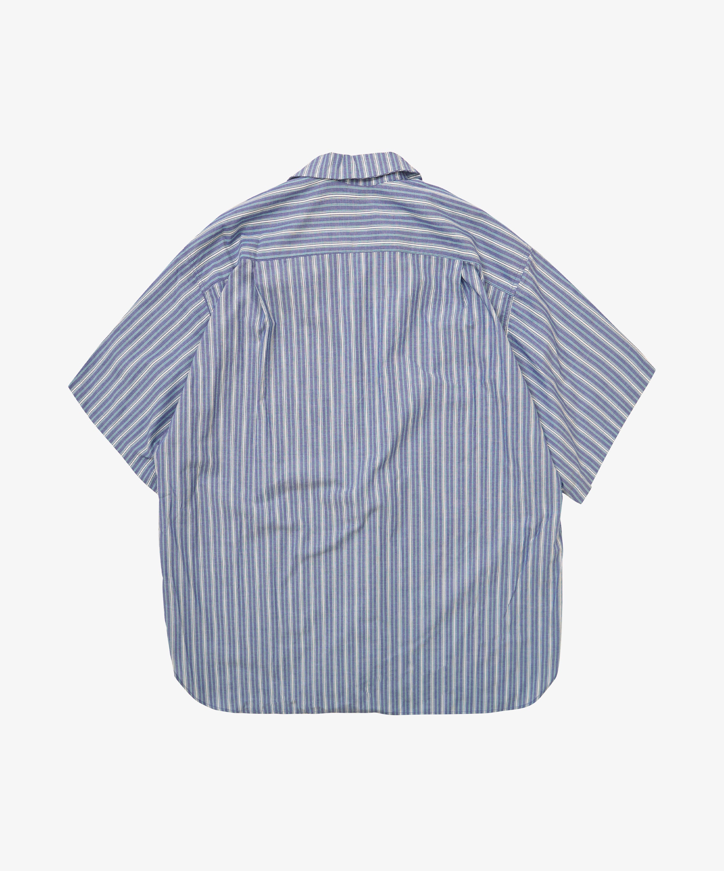 re-engineered overshirt short sleeve dead stock blue stripe
