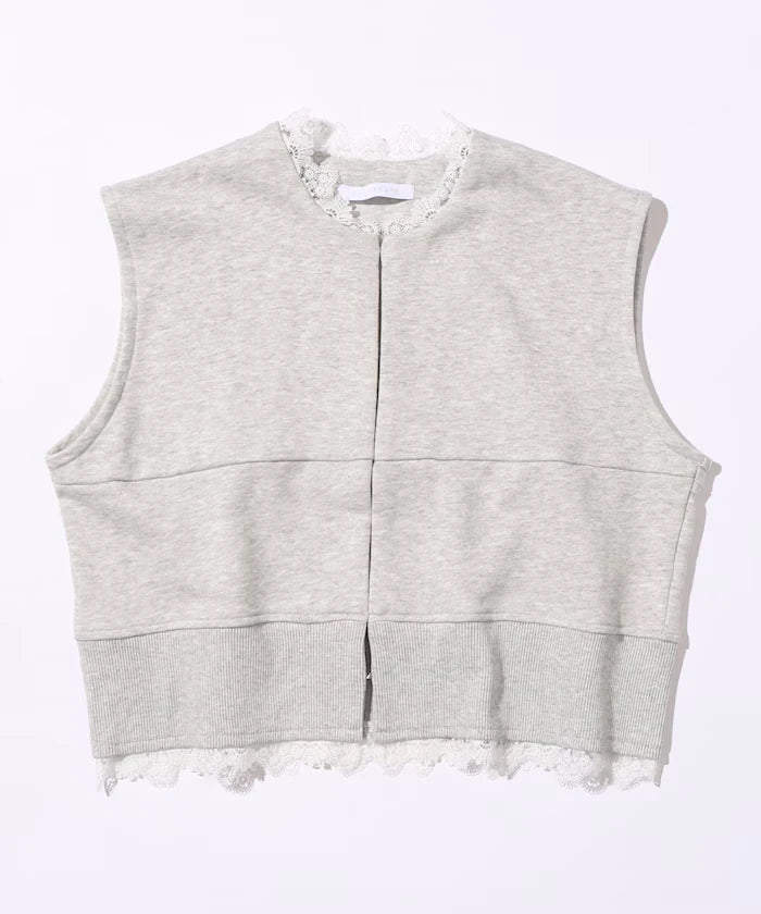 Organic Cotton Lace Sweat Vest / Lined Sweat