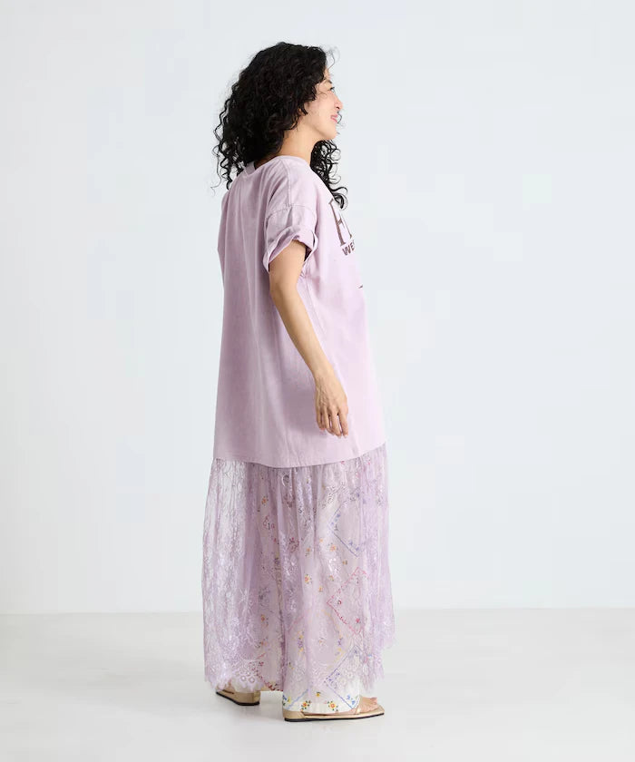 T-shirt lace docking one-piece